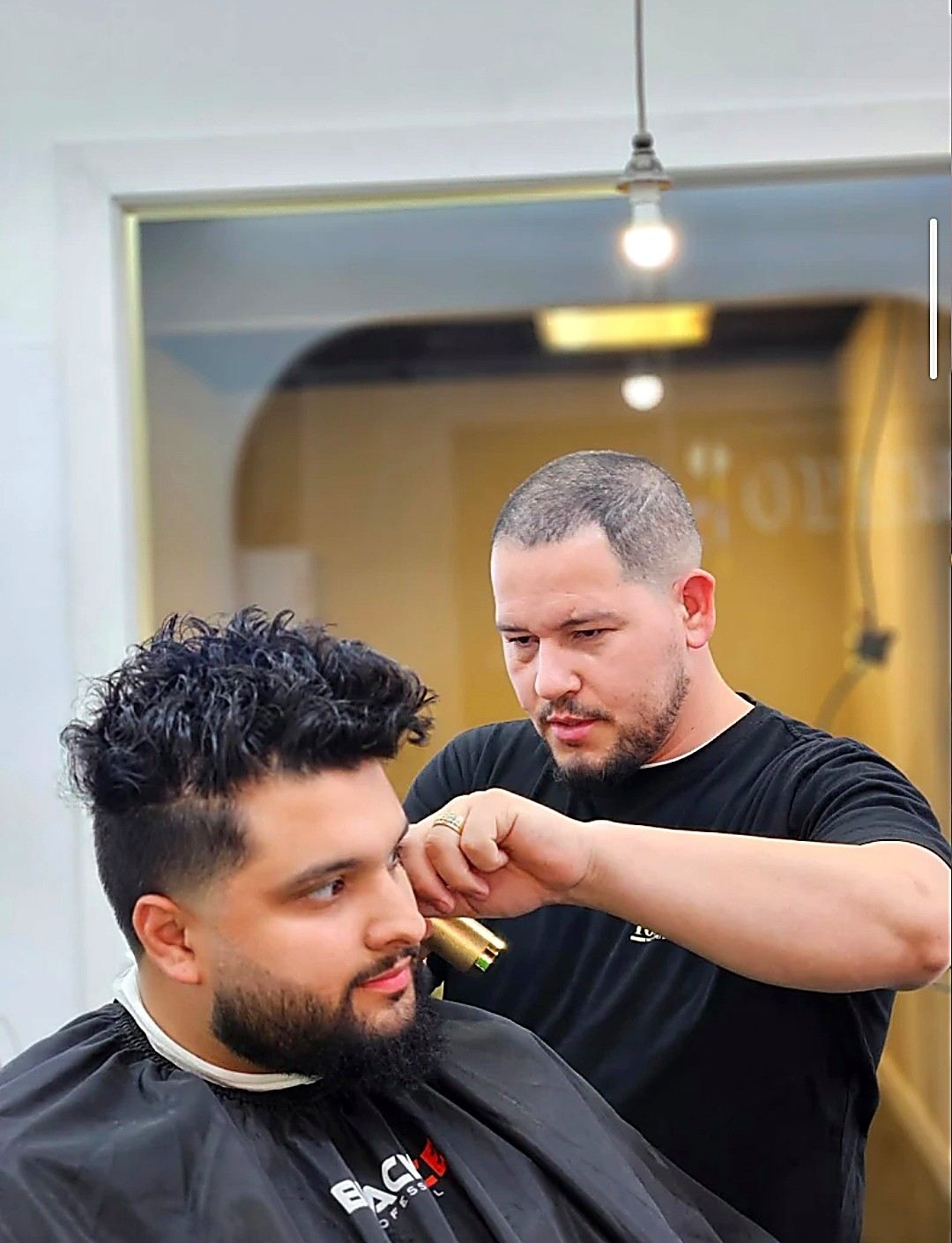 Haircut and beard line-up at Top Barber Tomball